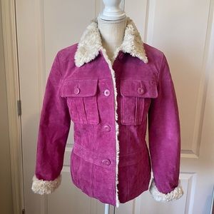 WILSONS LEATHER Maxima Hot Pink Suede Leather Jacket. Size Medium